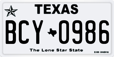 TX license plate BCY0986