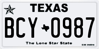 TX license plate BCY0987