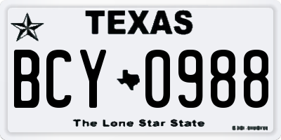 TX license plate BCY0988