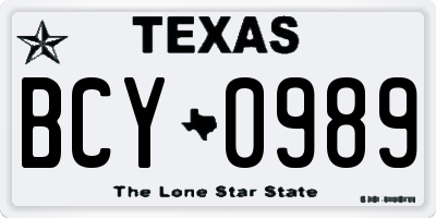TX license plate BCY0989