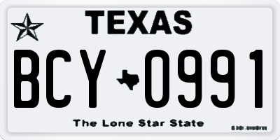 TX license plate BCY0991