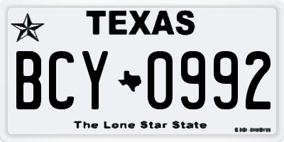 TX license plate BCY0992