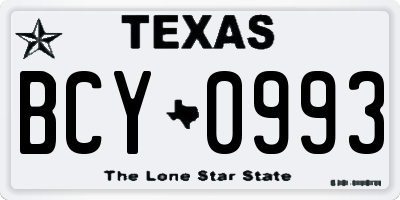 TX license plate BCY0993