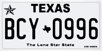 TX license plate BCY0996