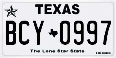 TX license plate BCY0997
