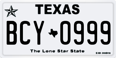 TX license plate BCY0999