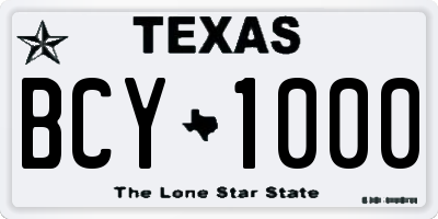 TX license plate BCY1000