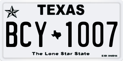 TX license plate BCY1007