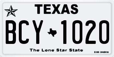 TX license plate BCY1020