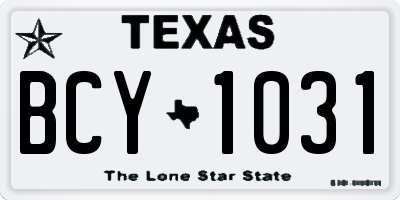 TX license plate BCY1031