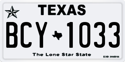 TX license plate BCY1033