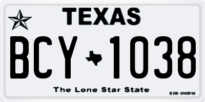 TX license plate BCY1038