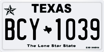 TX license plate BCY1039