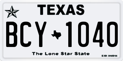 TX license plate BCY1040