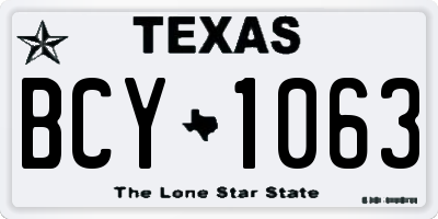 TX license plate BCY1063