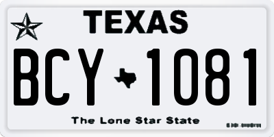 TX license plate BCY1081