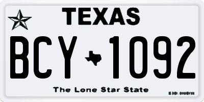 TX license plate BCY1092