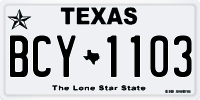 TX license plate BCY1103