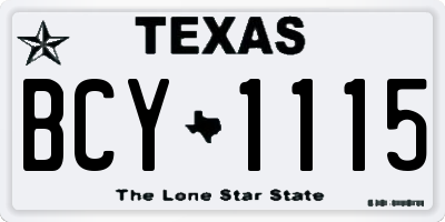 TX license plate BCY1115
