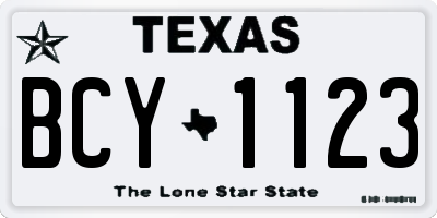 TX license plate BCY1123