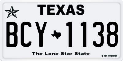 TX license plate BCY1138