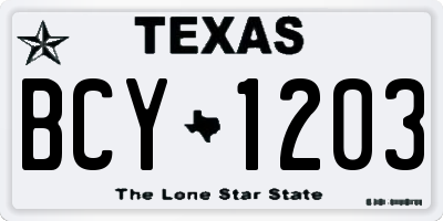 TX license plate BCY1203