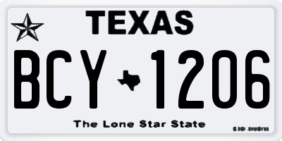 TX license plate BCY1206