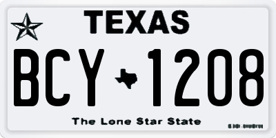 TX license plate BCY1208