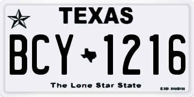 TX license plate BCY1216