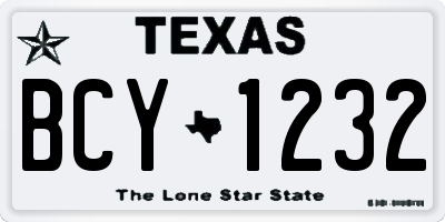 TX license plate BCY1232