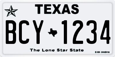 TX license plate BCY1234