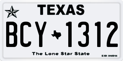 TX license plate BCY1312