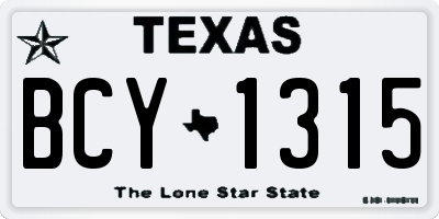 TX license plate BCY1315