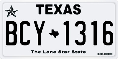 TX license plate BCY1316