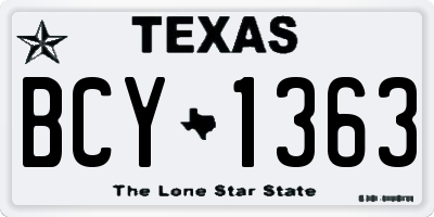 TX license plate BCY1363
