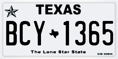 TX license plate BCY1365