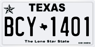 TX license plate BCY1401