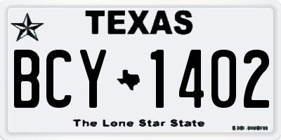 TX license plate BCY1402