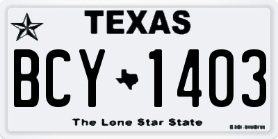 TX license plate BCY1403