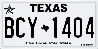 TX license plate BCY1404