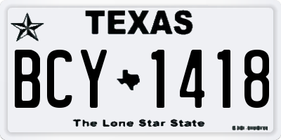 TX license plate BCY1418