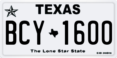 TX license plate BCY1600
