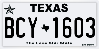 TX license plate BCY1603