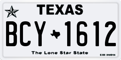 TX license plate BCY1612