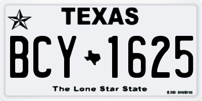 TX license plate BCY1625