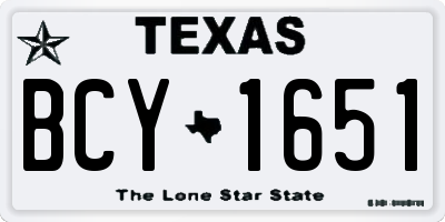 TX license plate BCY1651