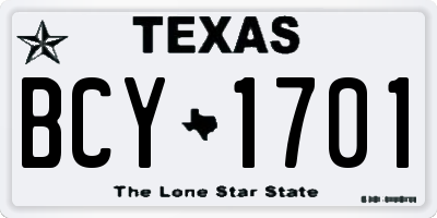 TX license plate BCY1701
