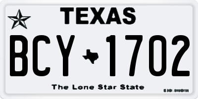TX license plate BCY1702