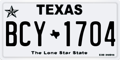 TX license plate BCY1704