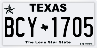 TX license plate BCY1705
